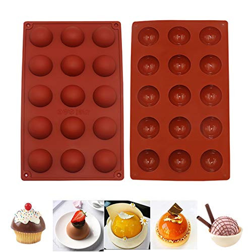 MOOLWEEL 2 Pcs 15 Holes Semi Sphere Silicone Mold Hot Chocolate Bomb Mold Baking Mold for Making Hot Chocolate Bomb Cake Jelly Pudding Dome Mousse MOOLWEEL 2 Pcs 15 Holes Semi Sphere Silicone Mold Hot Chocolate Bomb Mold Baking Mold for Making Hot Chocolate Bomb Cake Jelly Pudding Dome Mousse