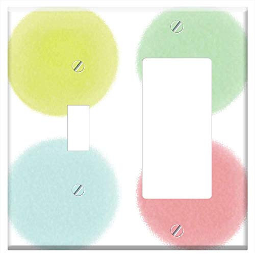 Toggle Rocker/GFCI Combination Wall Plate Cover - Watercolor Background Circle Element Texture
