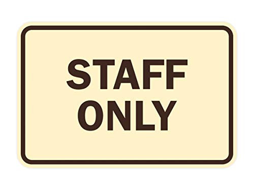 Signs ByLITA Classic Framed Staff Only Sign -Ivory/Dark Brown- - Medium