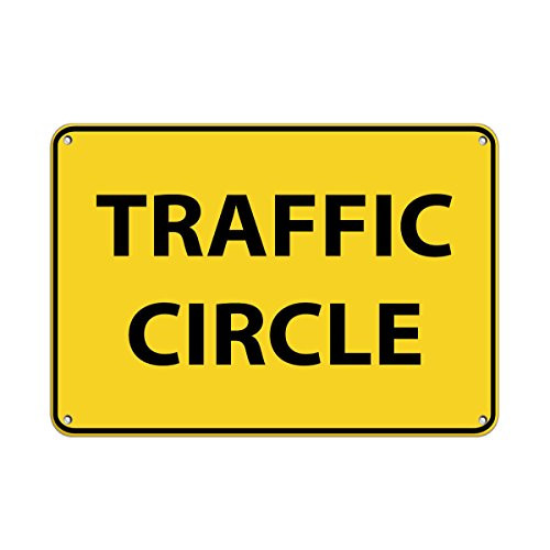 Traffic Circle Traffic Sign LABEL DECAL STICKER Sticks to Any Surface 10x7