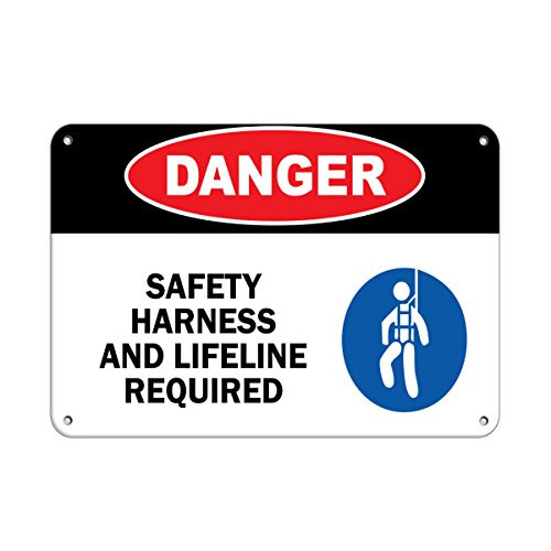 Danger Safet Harness And Lifeline Required With Logo LABEL DECAL STICKER Sticks to Any Surface 10x7