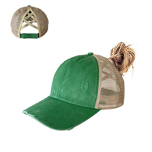 Criss Cross Ponytail Hat Washed Distressed Mesh Womens Baseball Cap Dad Hat Ponytail Hat for Women