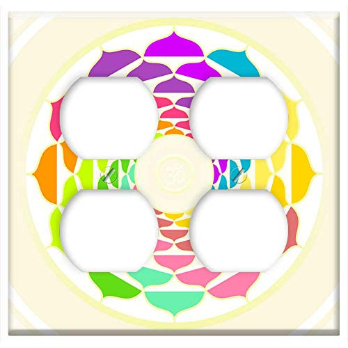 Double Duplex Outlet Wall Plate Cover - Mandala Zentangle Floral Round Circles Yoga