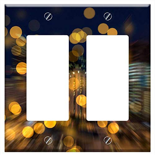 Switch Plate Double Rocker/GFCI - Bokeh Background Abstract Circle Points