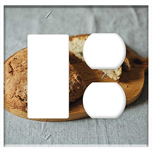 2-Gang Rocker/GFCI Outlet Combination Wall Plate Cover - Bread Loaf Cut Food Bakery Fresh Wheat Brown 2-Gang Rocker/GFCI Outlet Combination Wall Plate Cover - Bread Loaf Cut Food Bakery Fresh Wheat Brown