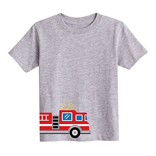 Instant Message Firetruck Side Hit - Toddler Short Sleeve Tee Athletic Heather
