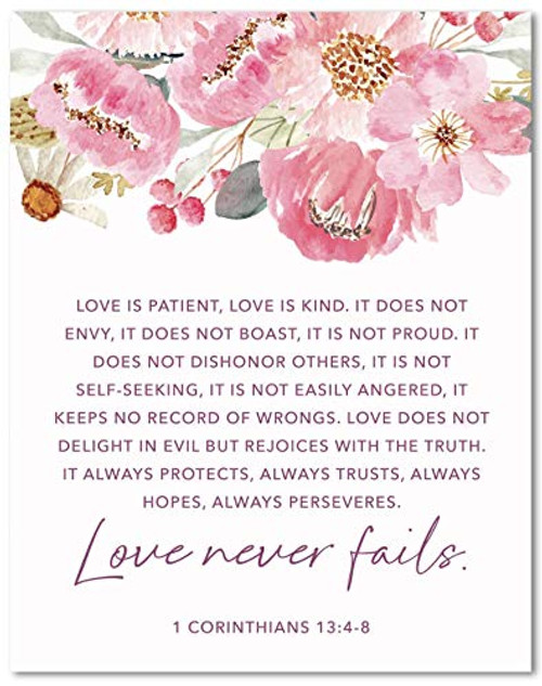Love is Kind Wall Art Print - 1st Corinthians 134-8 Love Never Fails - Love is Patient Love is Kind Bible Verse Christian Home Decor - 8x10 - Unframed