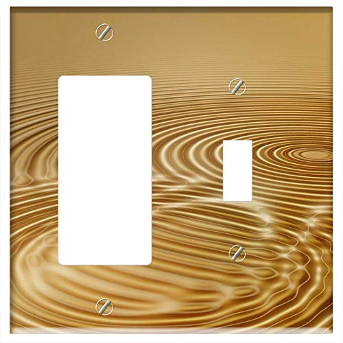 Rocker/GFCI Toggle Combination Wall Plate Cover - Gold Waves Circles Water Wave Circle Rings