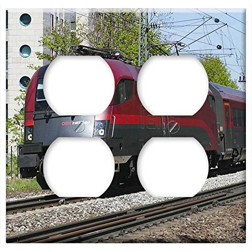 Double Duplex Outlet Wall Plate Cover - Train Railway Railway Line Transport System Station 2