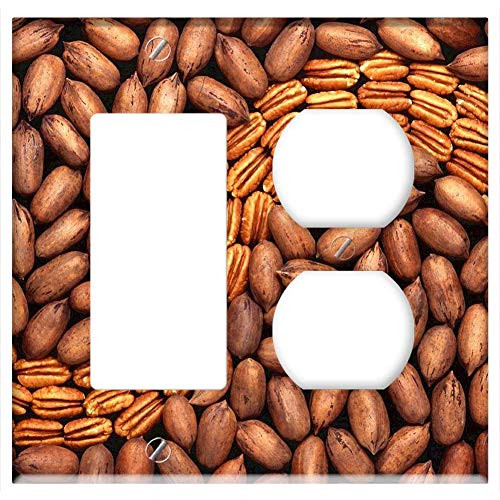 2-Gang Rocker/GFCI Outlet Combination Wall Plate Cover - Pecans Shelled Kernel Food Nut Brown Healthy 2-Gang Rocker/GFCI Outlet Combination Wall Plate Cover - Pecans Shelled Kernel Food Nut Brown Healthy