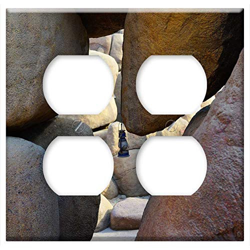 Double Duplex Outlet Wall Plate Cover - Desert Stones Hot Dry Rock Landscape Nature Flat