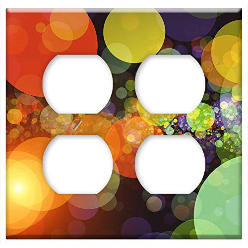 Double Duplex Outlet Wall Plate Cover - Bokeh Light Out Of Focus Background Circle Points 2