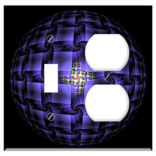 2-Gang Toggle Outlet Combination Wall Plate Cover - Fractal Ball Sphere Circle Abstract Pattern