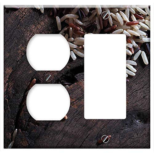 2-Gang Outlet Rocker/GFCI Combination Wall Plate Cover - Rice Brown Ruby Organic Black Jasmine Grain