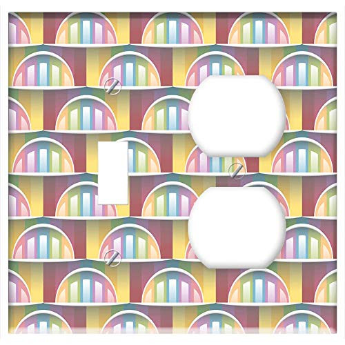 2-Gang Toggle Outlet Combination Wall Plate Cover - Seamless Pattern Background Abstract Semicircle