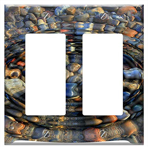 Switch Plate Double Rocker/GFCI - Stone Beach Wave Water Circle Colorful Sea