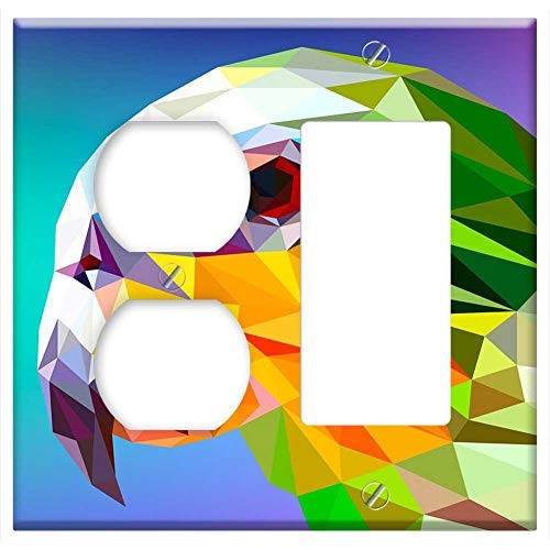 2-Gang Outlet Rocker/GFCI Combination Wall Plate Cover - Triangle Low Poly Abstract Background Geometric 1