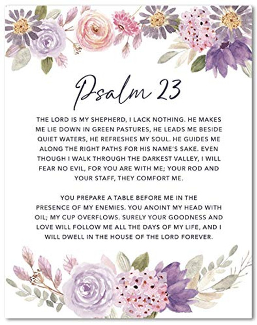 Psalm 23 Wall Art - The Lord Is My Shepherd - 23rd Psalm Floral Artwork Poster - Inspirational Bible Verse Scripture - 8x10 - Unframed Psalm 23 Wall Art - The Lord Is My Shepherd - 23rd Psalm Floral Artwork Poster - Inspirational Bible Verse Scripture - 8x10 - Unframed