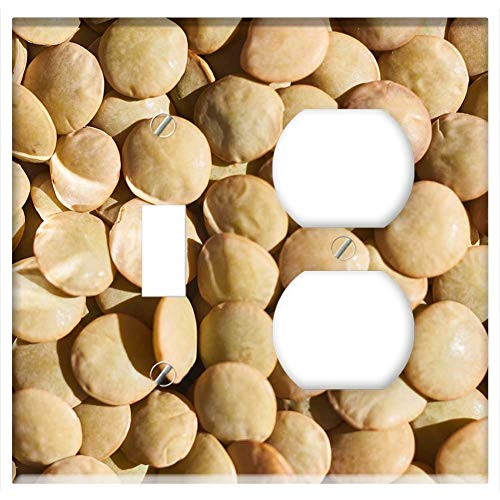 2-Gang Toggle Outlet Combination Wall Plate Cover - Lentils Pulses Green Food Fresh Natural Diet 1