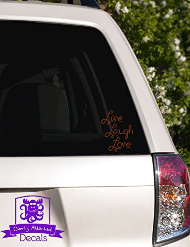 Overly Attached Decals Live Laugh Love Typography Vinyl Car Decal - 6 inch Brown