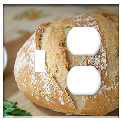 2-Gang Toggle Outlet Combination Wall Plate Cover - Fresh Bread Food Bakery Wheat Brown Healthy Loaf 2-Gang Toggle Outlet Combination Wall Plate Cover - Fresh Bread Food Bakery Wheat Brown Healthy Loaf