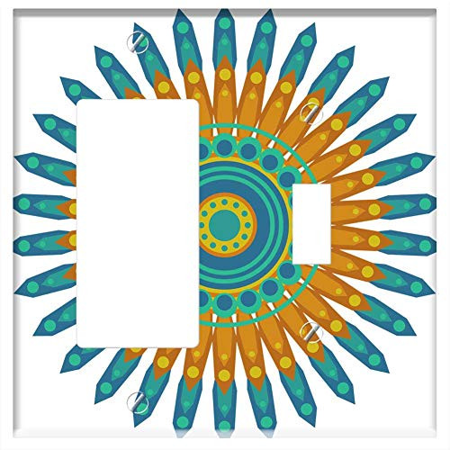 Rocker/GFCI Toggle Combination Wall Plate Cover - Mandala Pattern Circle Geometric Shapes Abstract 5