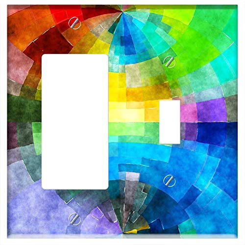 Rocker/GFCI Toggle Combination Wall Plate Cover - Background Color Colorful Circle Abstract Pattern