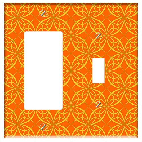 Rocker/GFCI Toggle Combination Wall Plate Cover - Wallpaper Orange Seamless Circle