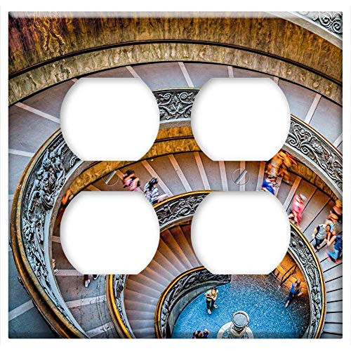Double Duplex Outlet Wall Plate Cover - Stairs Circular Staircase Vatican Museum Circle