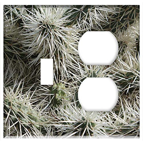 2-Gang Toggle Outlet Combination Wall Plate Cover - Cacti Prickles Cactus Plant Prickly Green Sharp