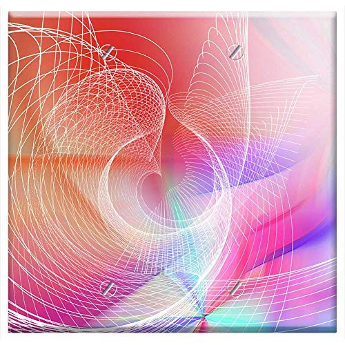 Double Blank Wall Plate Cover - Background Nebulous Fog Rings Circle Fractals 8