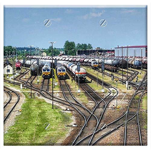 Double Blank Wall Plate Cover - Transport System Industry Train Railway Line Travel