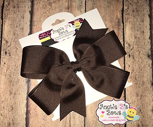 Solid Brown Pinwheel Hair Bow 5 inch MADE IN USA