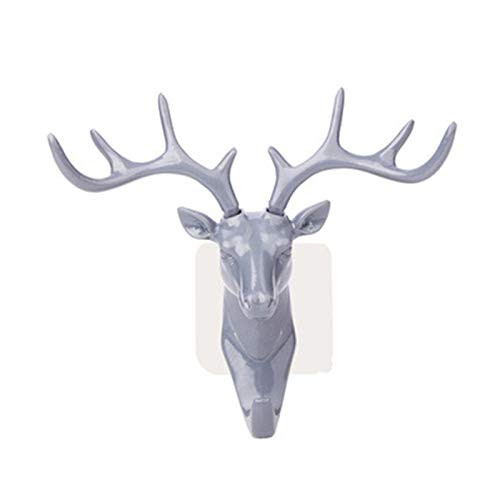angel3292 Vintage Cast Iron Deer Antlers Wall HooksAntler Hook Deer Head Key Holder Hanger Living Room Wall Decorative Ornament Metal Clothes Hanger Grey