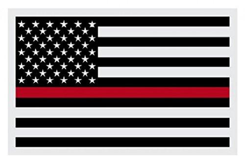 6 inch Black Subdued American Flag Reflective Decal Sticker with Firefighters Red Line