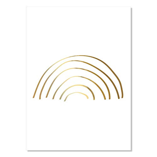 Rainbow Line Art Foiled Art Print Unframed