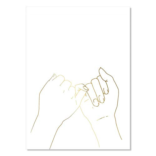 Pinky Promise Line Art Minimal Foiled Art Print Unframed