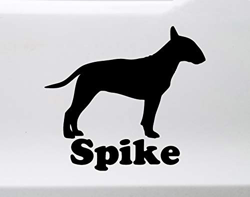 Minglewood Trading Yellow - Bull Terrier Vinyl Decal with Personalized Name - Dog Puppy - Die Cut Sticker - 5w x 4.5h inches