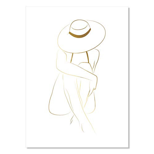 Woman Swimsuit Line Art 1 Foiled Art Print Unframed