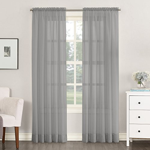 No. 918 53566 Emily Sheer Voile Rod Pocket Curtain Panel 59 inch x 54 inch Charcoal