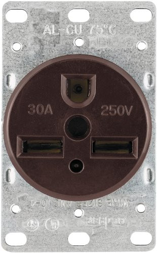 EATON Wiring 1234 30-Amp 2-Pole 3-Wire 250-Volts Heavy Duty Grade Flush Mount Power Receptacle Brown