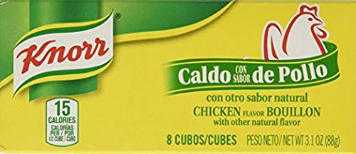 Knorr Chicken Flavor Bouillon 8 cubes 3.1oz each pack. -2-Pack- Chicken Flavor Soup Stock Cubes with natural ingredients