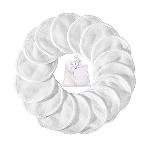 18 PCS Cleansing Cotton Pack Reusable Bamboo Makeup Remover Pads with Laundry Bag And Packing Box Organic Cotton Rounds Pads Washable Facial Cleansing Cloths Eye Makeup Remove Face Wipe -Multicolor-