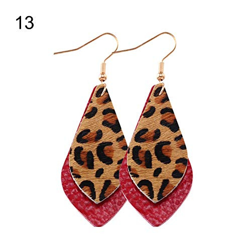 hbz11hl Christmas Earrings Gift Women Leopard Print Double Layer Water Drop Dangle Hook Earrings Jewelry Gift Fashion Earrings for Women Girls Jewelry Accessories