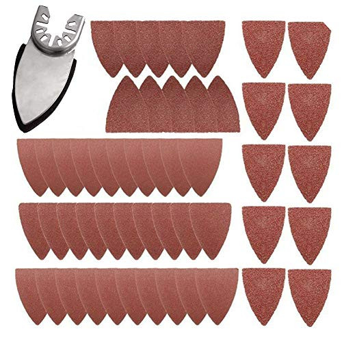 SKYHY224 Sanding Pad Sheets  and  Sanding DiscsTriangle Detail Sandding Pads SandpaperTriangular Adherent Hook and Loop Fine Sandpaper for Dewalt Oscillating Tool for Grinding/Polishing