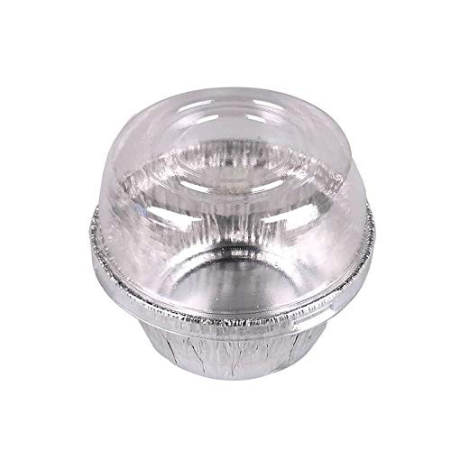 4oz -130ML- Silver Color Aluminum Foil Baking Cups with Dome Lids 40/Pack