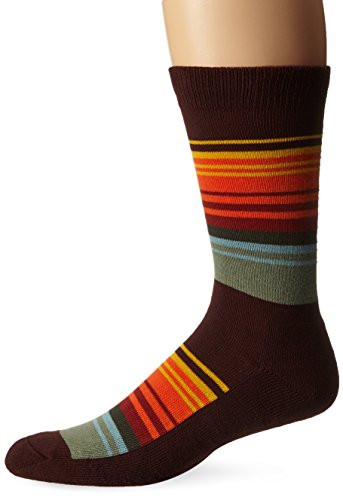 Pendleton Mens National Park Cotton Crew Socks Smoky Mountain Stripe - Brown Large -Fits Shoe Size 9-12/ Womens Shoe Size 10-13-