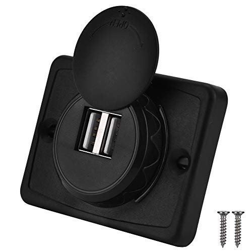 Rainbowrock Car USB Charger-USB Charger Socket 3.1A Car Dual ABS USB Port Charger Socket Outlet 12V LED Waterproof -Black-