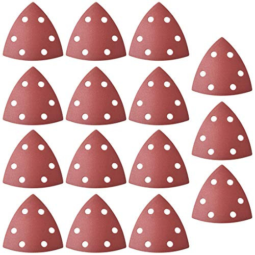 uxcell Detail Sander Sandpaper Triangular Sanding Paper Hook and Loop Sanding Pads Triangle Oscillating Multi Tool 400 Grits 6 Holes 15pcs