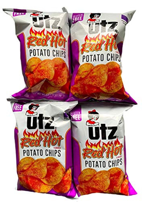 Utz Quality Foods Flavored Potato Chips Red Hot Gluten Free 2.875 oz -Pack of 4-